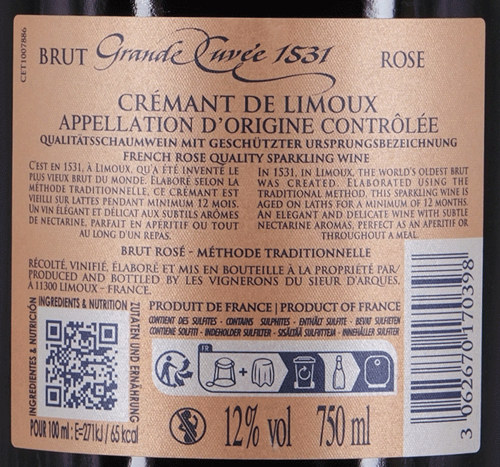 Sieur d'Arques Cremant de Limoux Rosé Grande Cuvée 1531 Brut Aimery