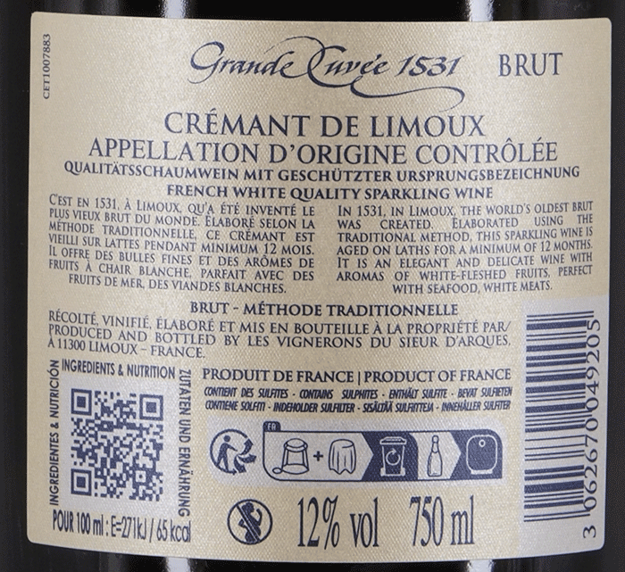 Sieur d'Arques Cremant de Limoux Blanc Grande Cuvée 1531 Brut Aimery